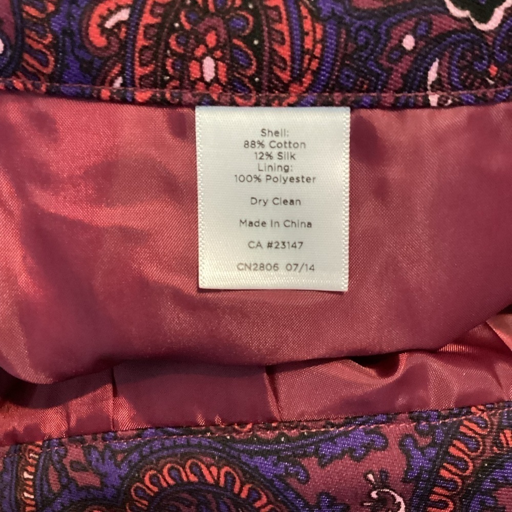 Talbots Signature Purple Paisley Cotton Silk Ankle Pants Size 8 - Picture 6 of 6